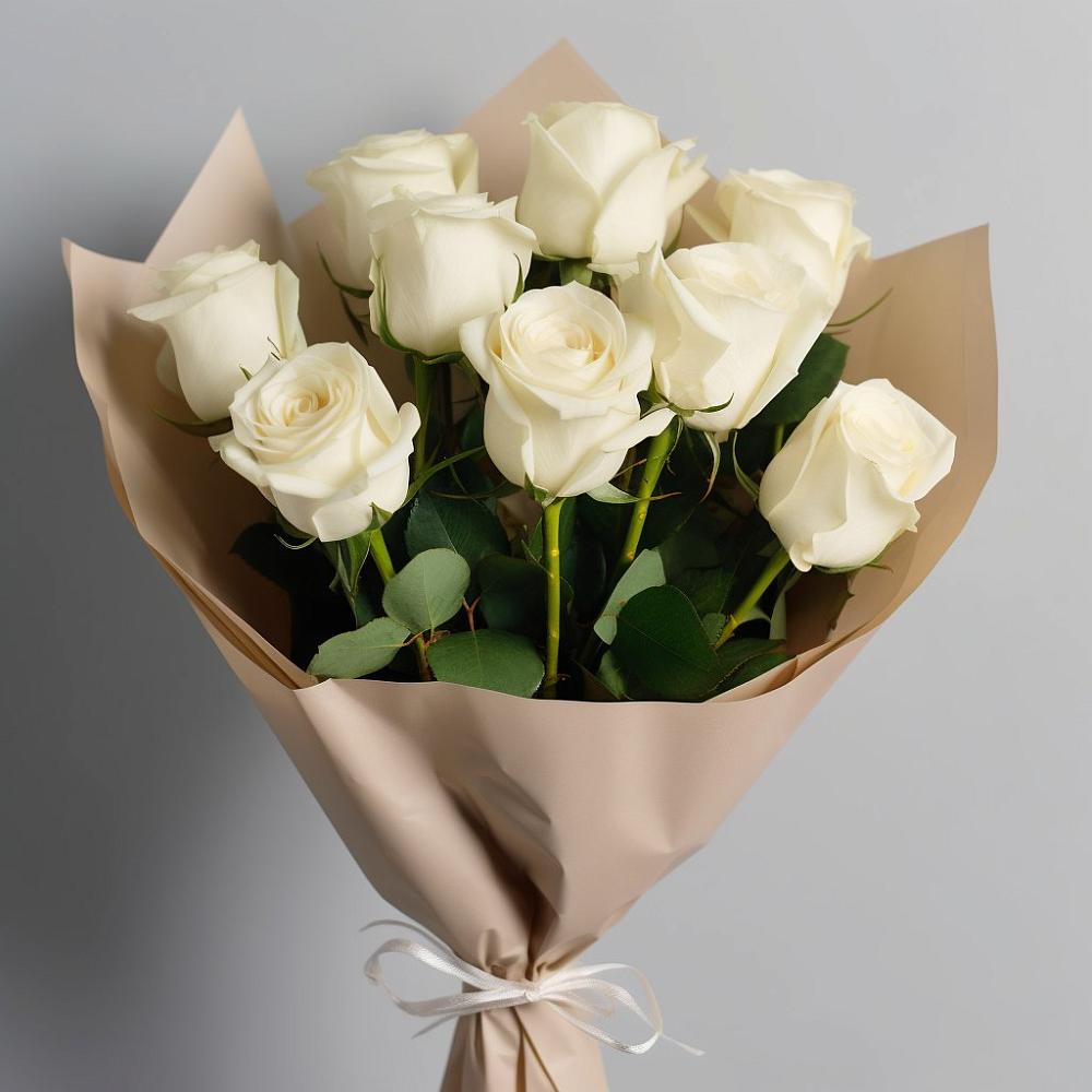 Букет 9 Белых роз Эдлесс Лав в Пионерском Республика Крым