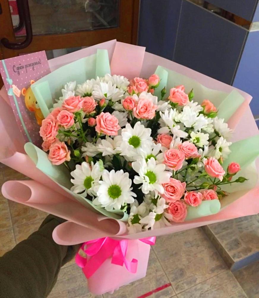 Букет цветов из: Розы и Хризантемы в Пионерском Республика Крым