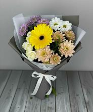 Букет цветов из:  Розы, Герберы и Хризантемы в Пионерском Республика Крым
