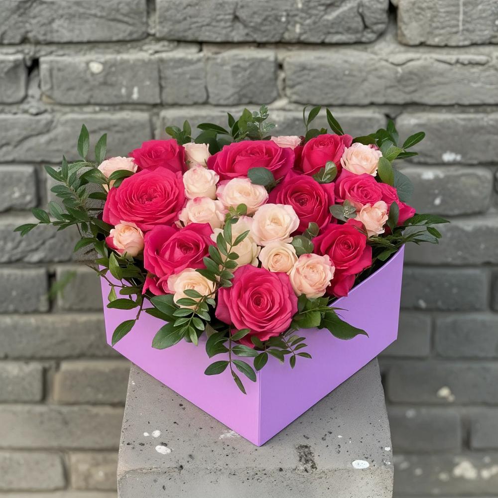 Цветочная композиция из Розы в коробке в Пионерском Республика Крым