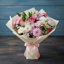 Букет цветов из:  Хризантемы, Альстромерии и Розы в Пионерском Республика Крым