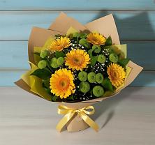 Букет цветов из:  Герберы и Хризантемы в Пионерском Республика Крым