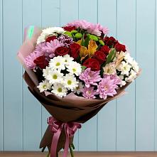 Букет цветов из:  Розы, Хризантемы и Альстромерии в Пионерском Республика Крым