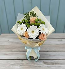 Букет цветов из:  Герберы, Розы и Хризантемы в Пионерском Республика Крым