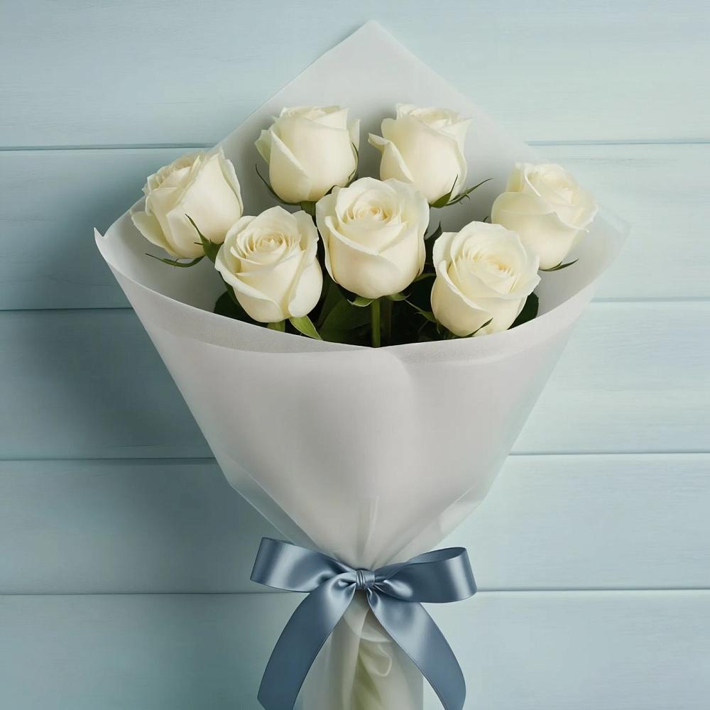 Букет 7 Белых роз Эдлесс Лав в Пионерском Республика Крым